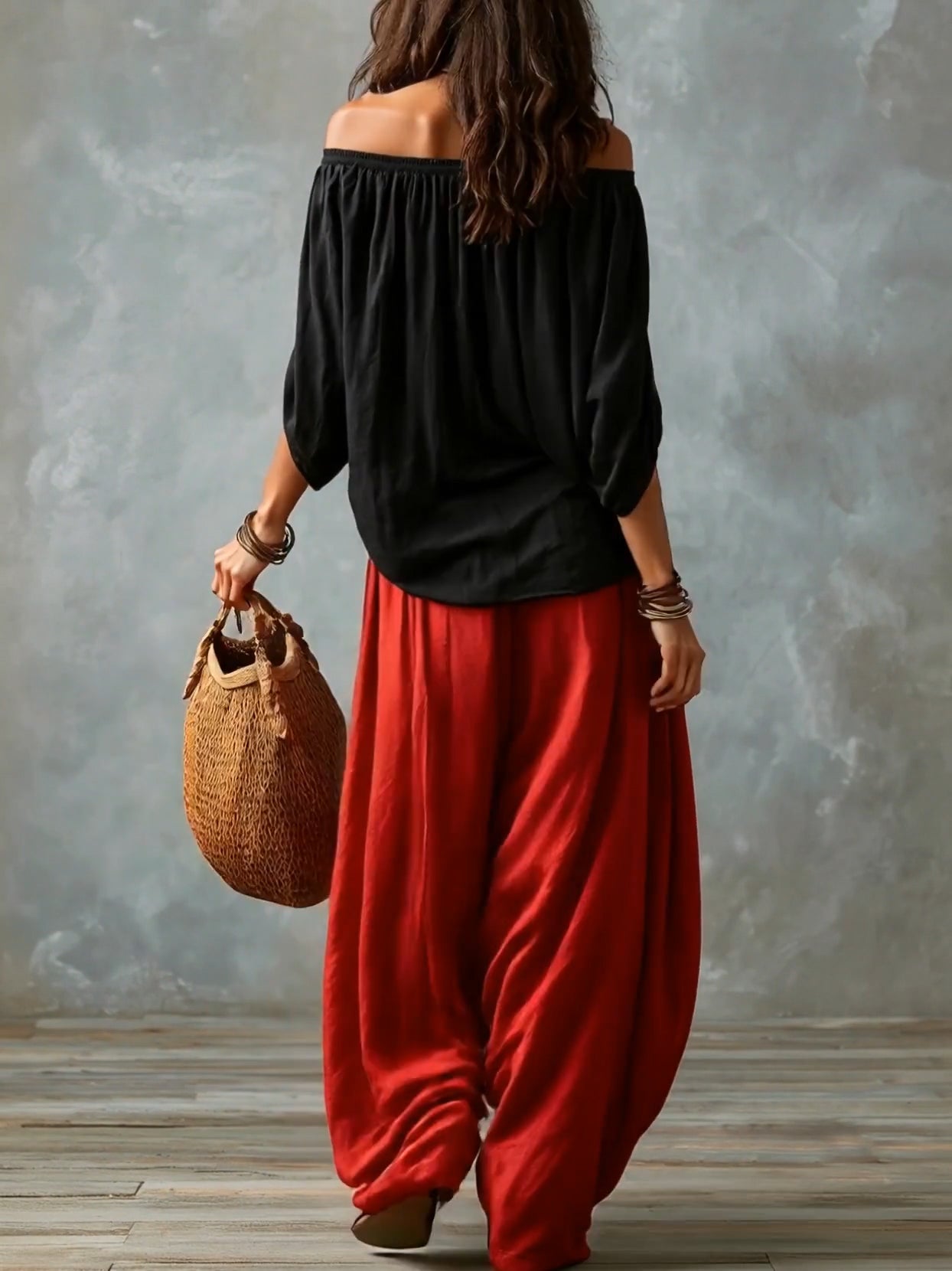 Luna | Off-Shoulder Top & Harem Trousers Co-Ord Set