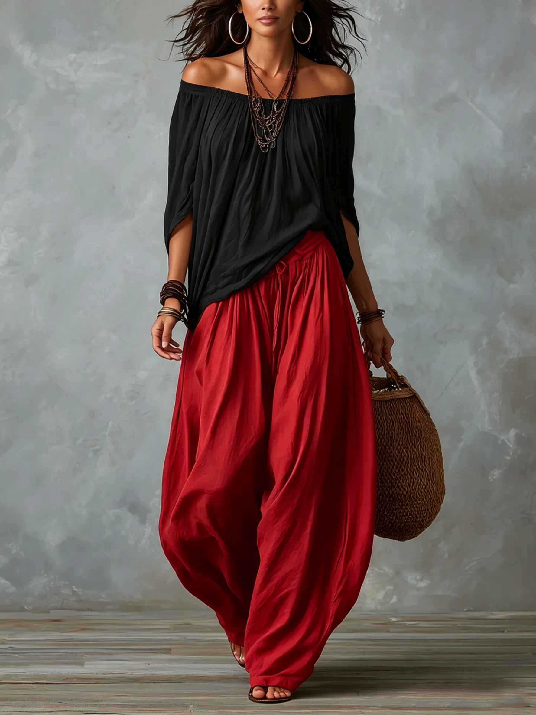 Luna | Off-Shoulder Top & Harem Trousers Co-Ord Set