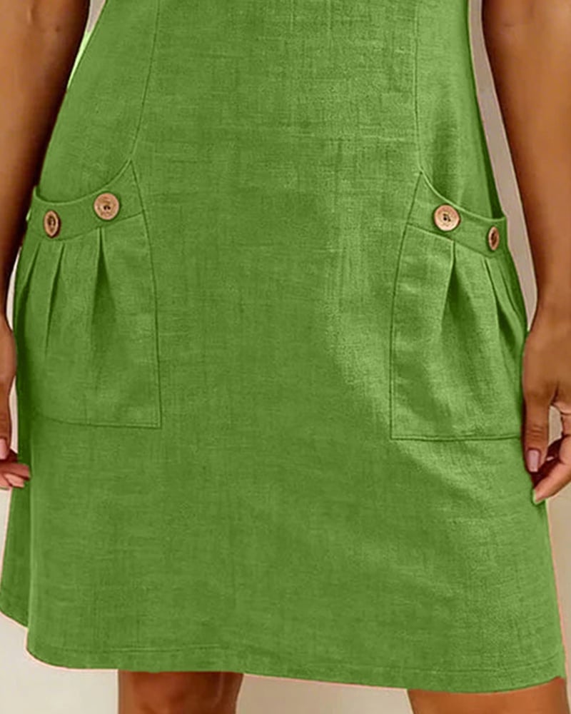 Sola Dress — Cotton Linen with Zip & Pockets