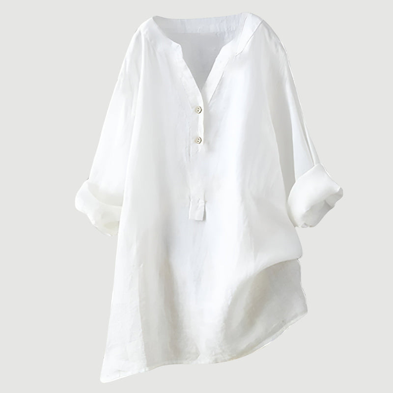 RAVENNA – Women’s Oversized Blouse with V-neck and Buttons