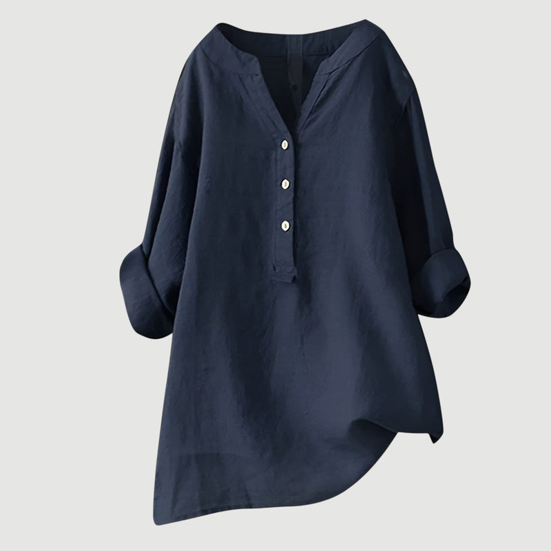 RAVENNA – Women’s Oversized Blouse with V-neck and Buttons