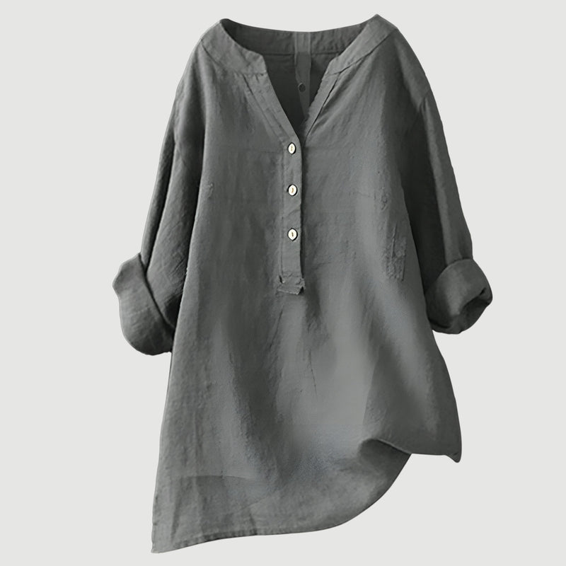RAVENNA – Women’s Oversized Blouse with V-neck and Buttons