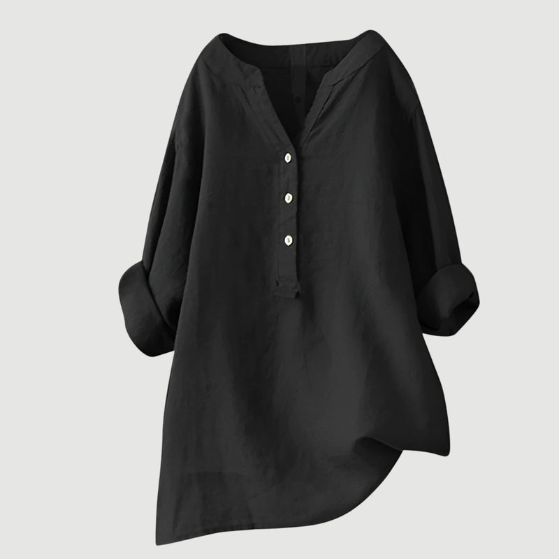 RAVENNA – Women’s Oversized Blouse with V-neck and Buttons