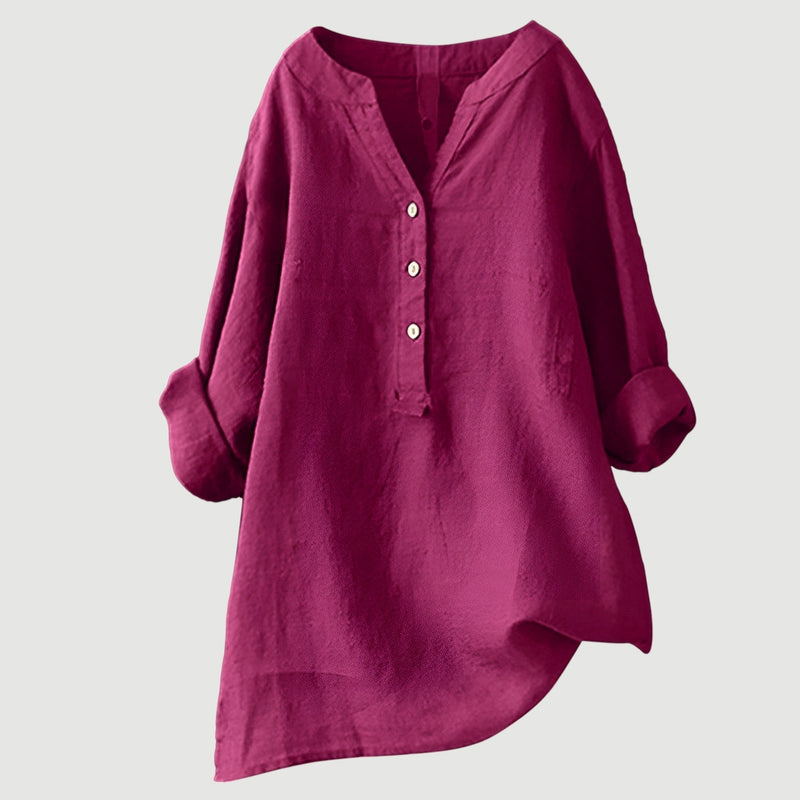 RAVENNA – Women’s Oversized Blouse with V-neck and Buttons
