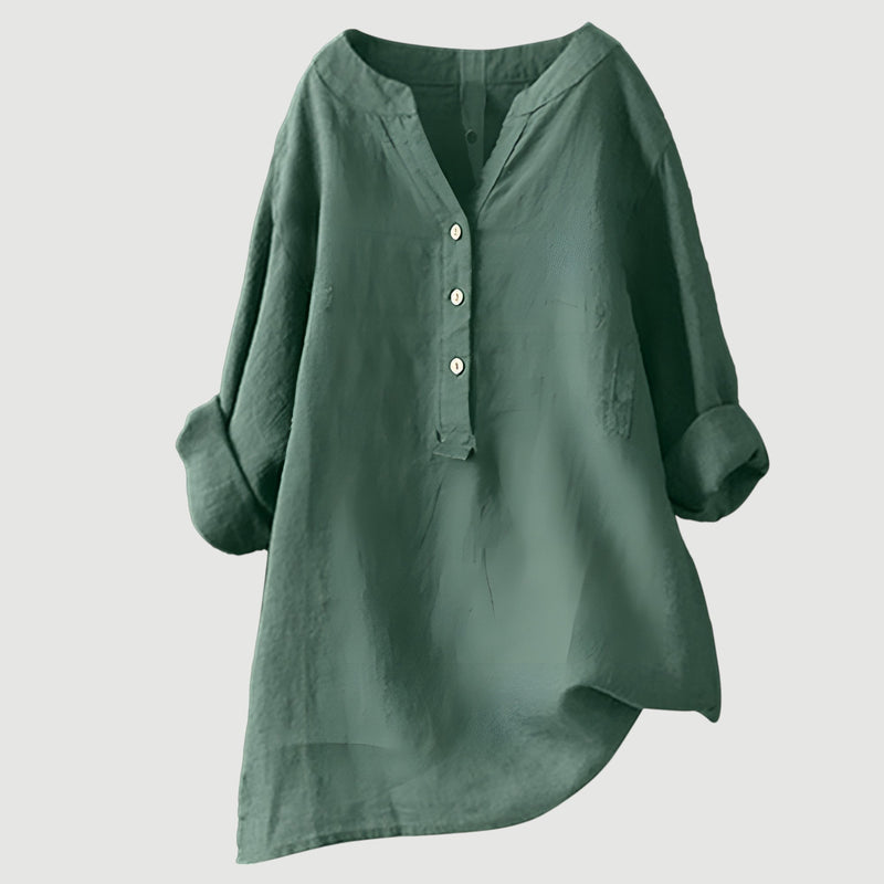 RAVENNA – Women’s Oversized Blouse with V-neck and Buttons