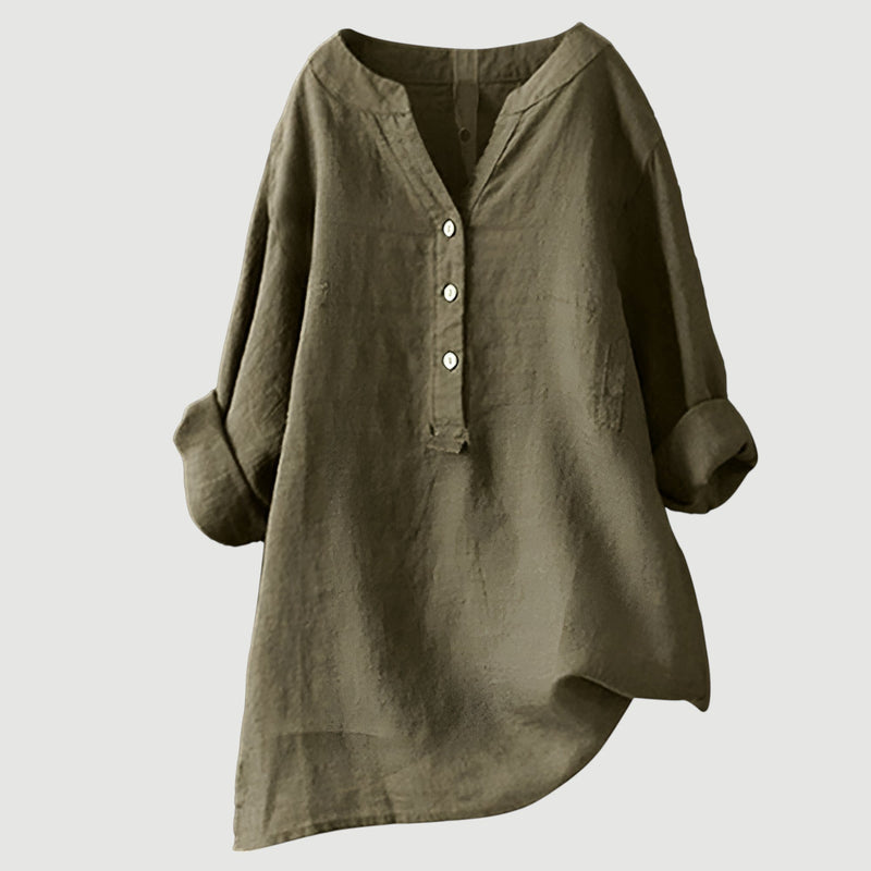 RAVENNA – Women’s Oversized Blouse with V-neck and Buttons