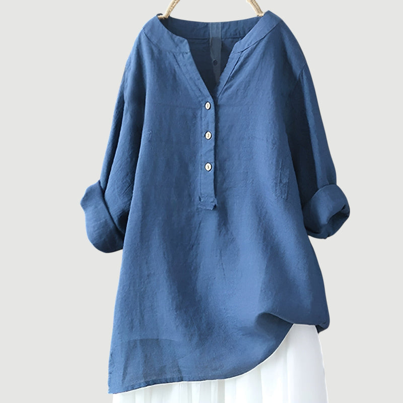 RAVENNA – Women’s Oversized Blouse with V-neck and Buttons