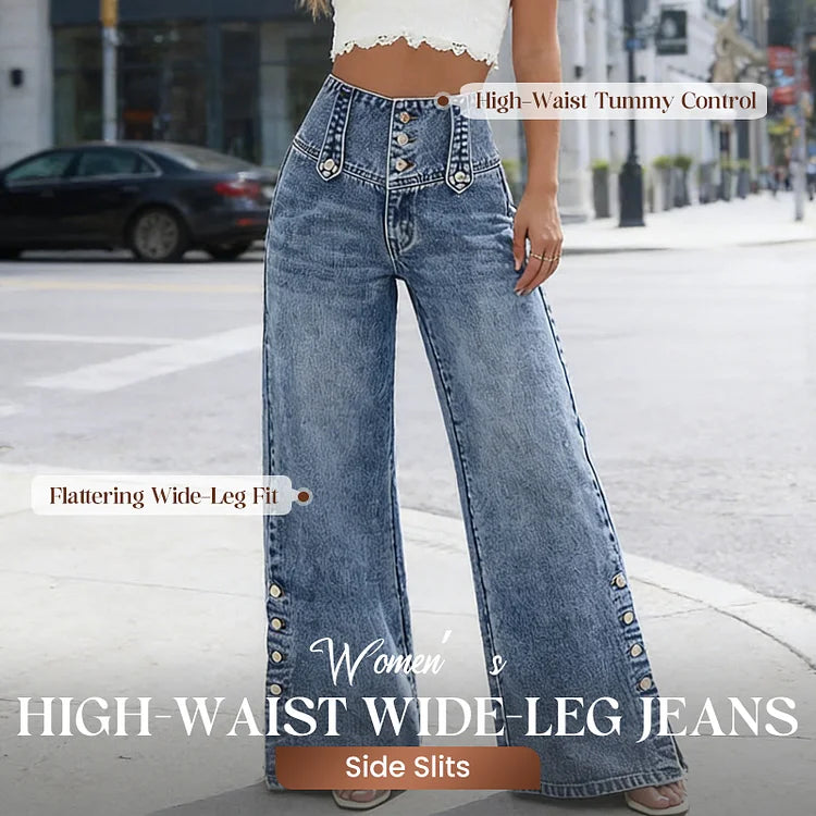 Mia | High Waist Slit Jeans