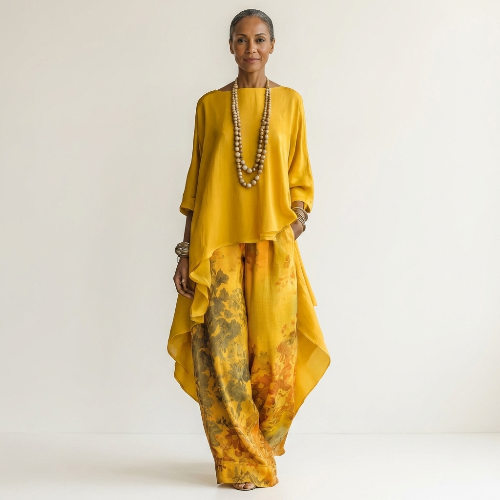 Cariola | Cotton & Silk Two-Piece Set with an Asymmetrical Tunic