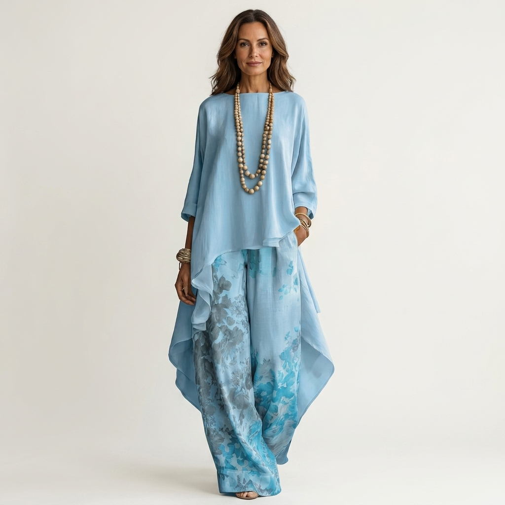 Cariola | Cotton & Silk Two-Piece Set with an Asymmetrical Tunic
