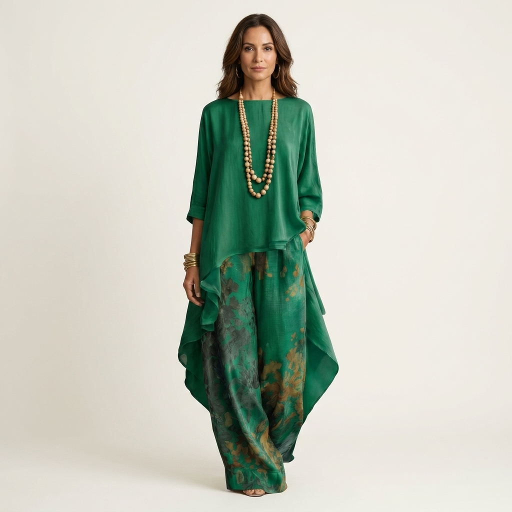 Cariola | Cotton & Silk Two-Piece Set with an Asymmetrical Tunic