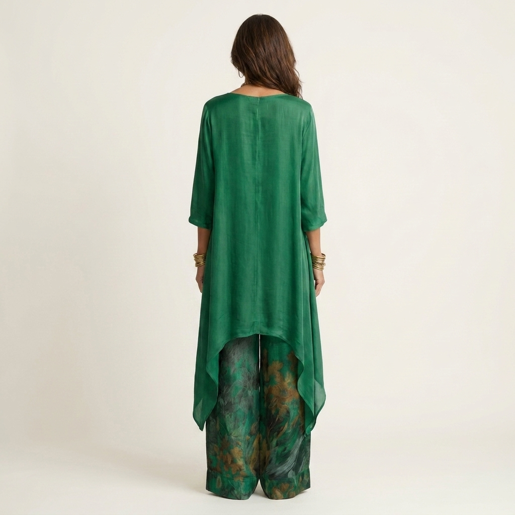 Cariola | Cotton & Silk Two-Piece Set with an Asymmetrical Tunic