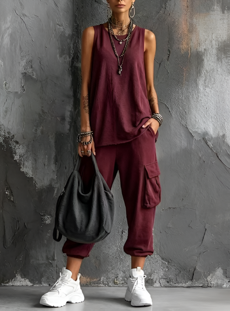 Valentina | Sleeveless Top & Cargo Trouser Set