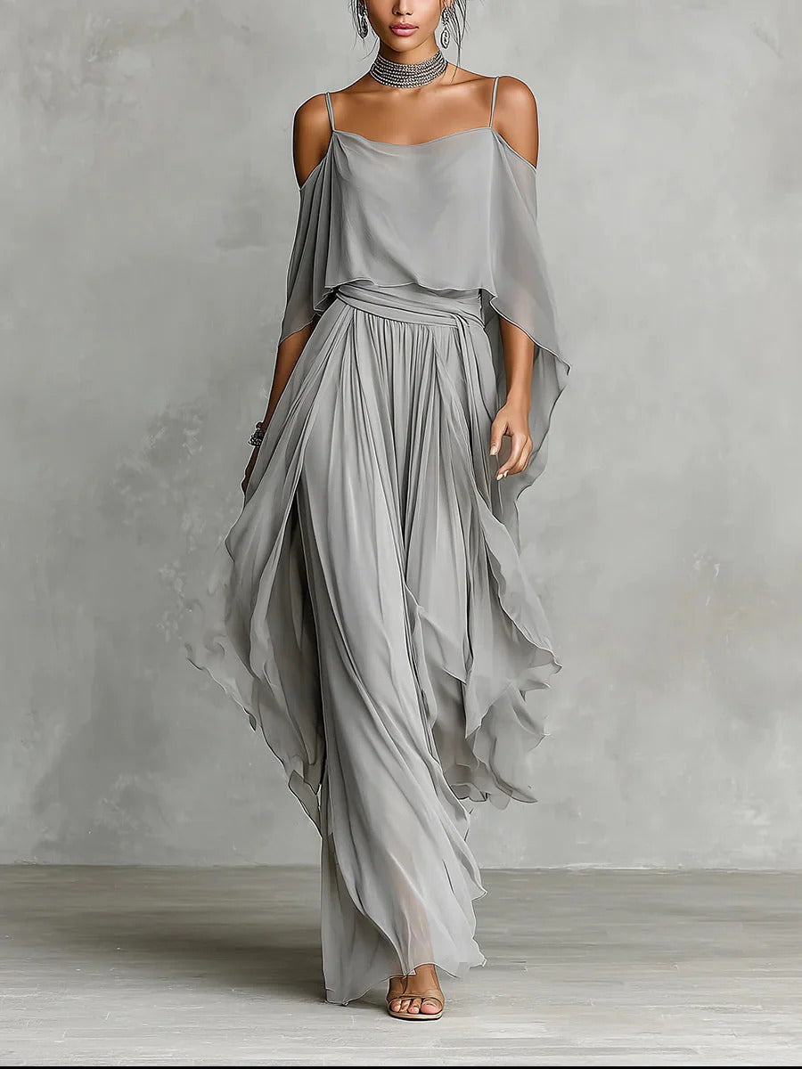 Angustias | Long draped chiffon dress