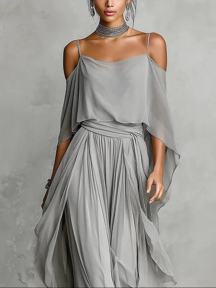 Angustias | Long draped chiffon dress