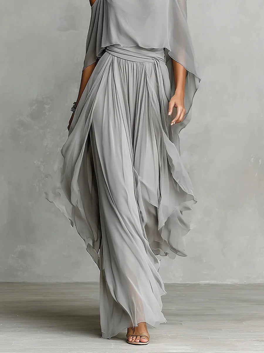 Angustias | Long draped chiffon dress