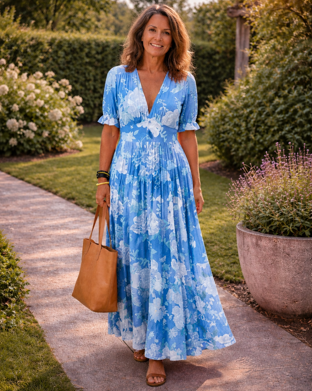 Ione | Floral Print V-Neck Maxi Dress