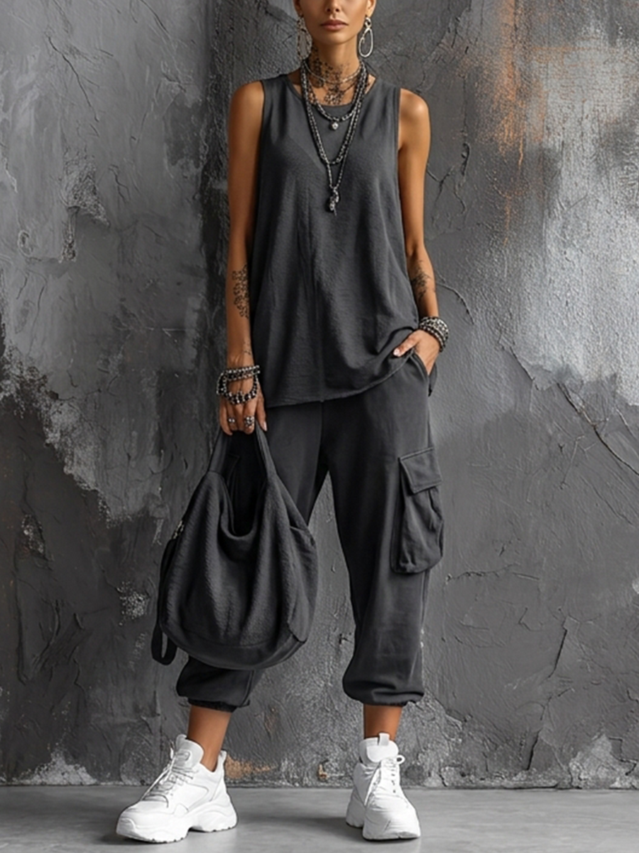 Valentina | Sleeveless Top & Cargo Trouser Set