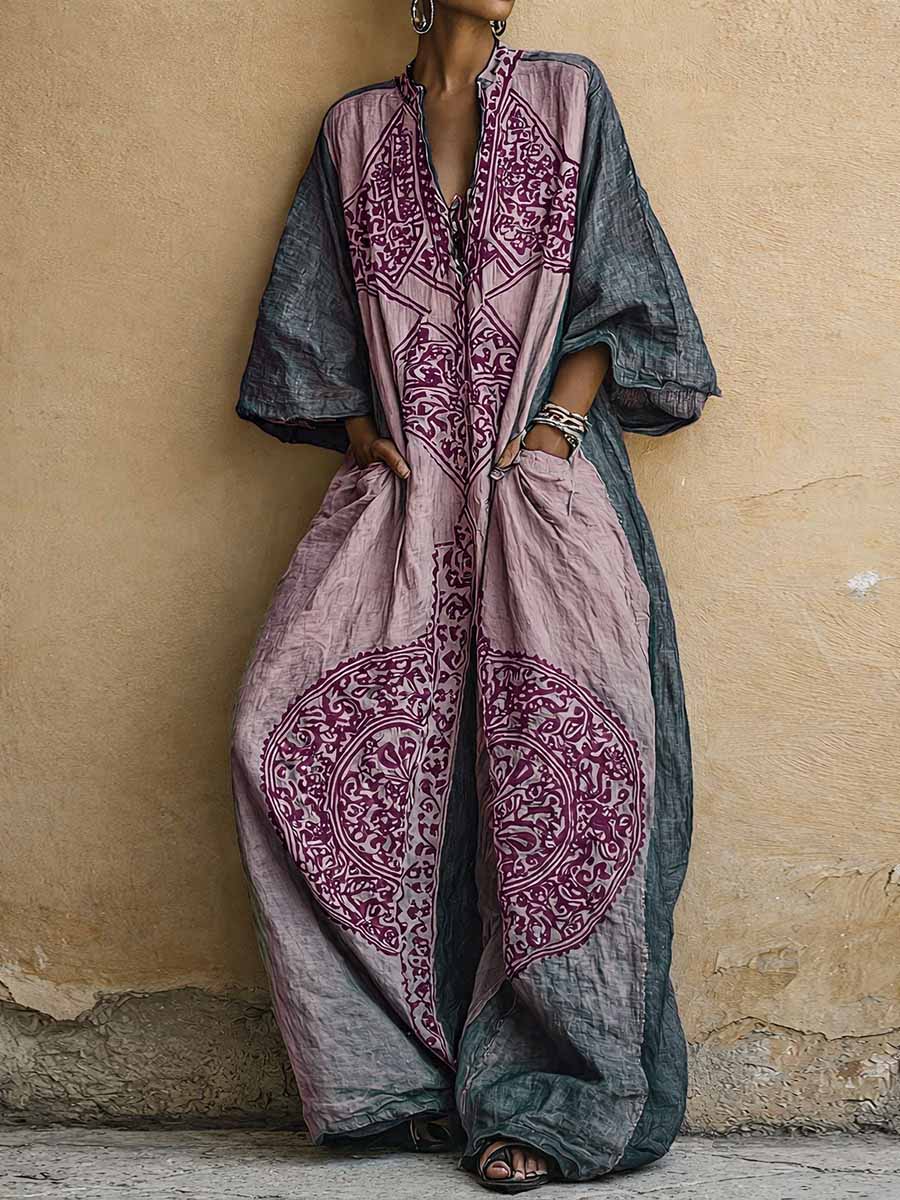 Celeste | Vintage Embroidered Cotton-Linen Maxi Jumpsuit