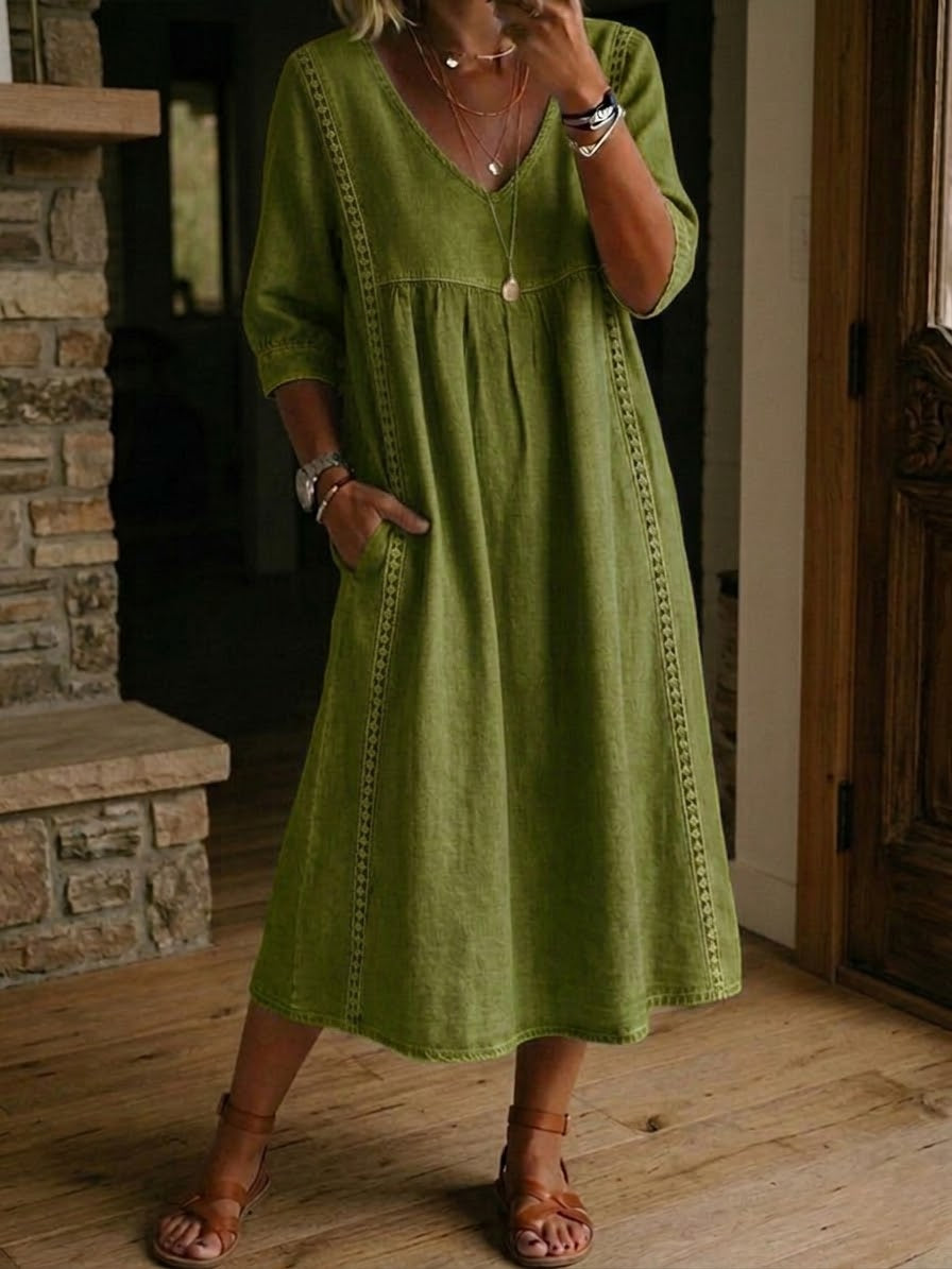 Martha | Casual V-Neck Pocket Maxi Dress