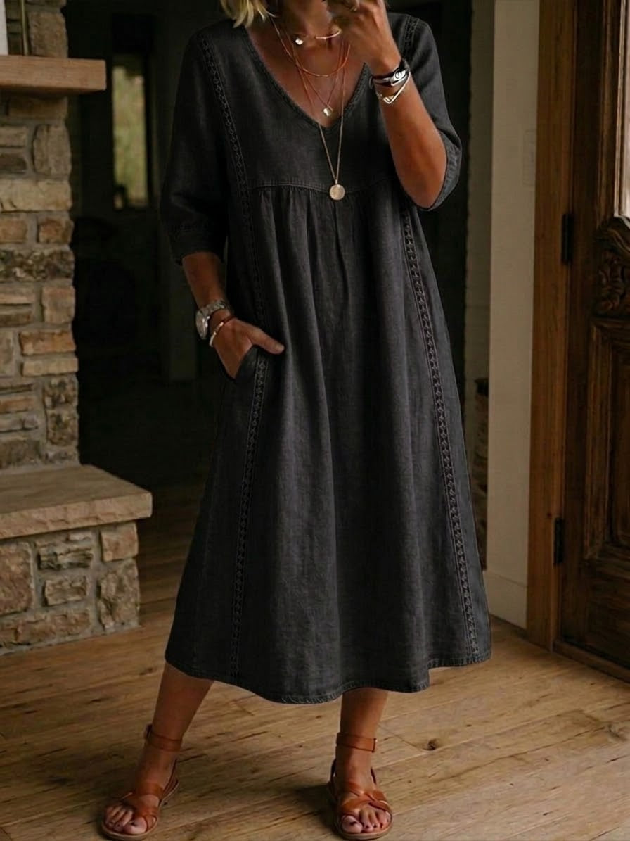 Martha | Casual V-Neck Pocket Maxi Dress
