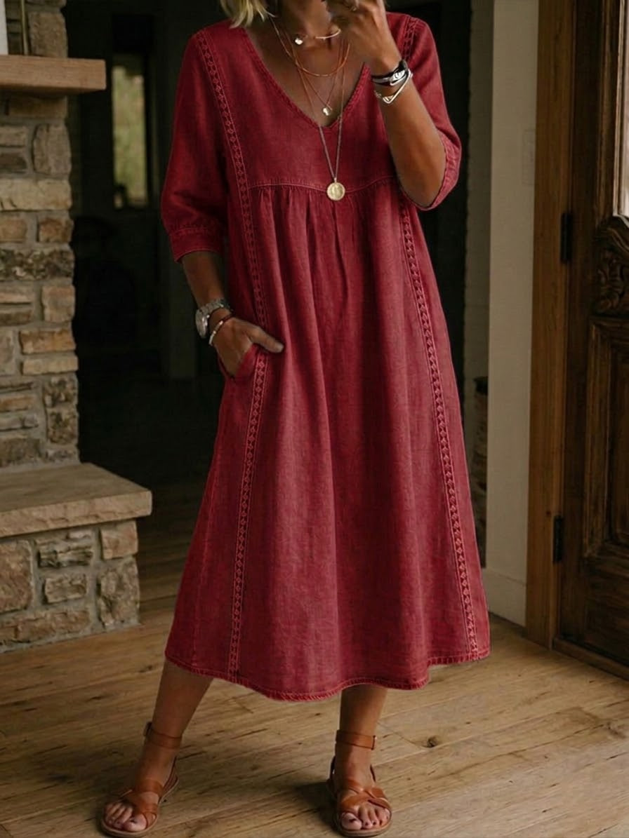 Martha | Casual V-Neck Pocket Maxi Dress