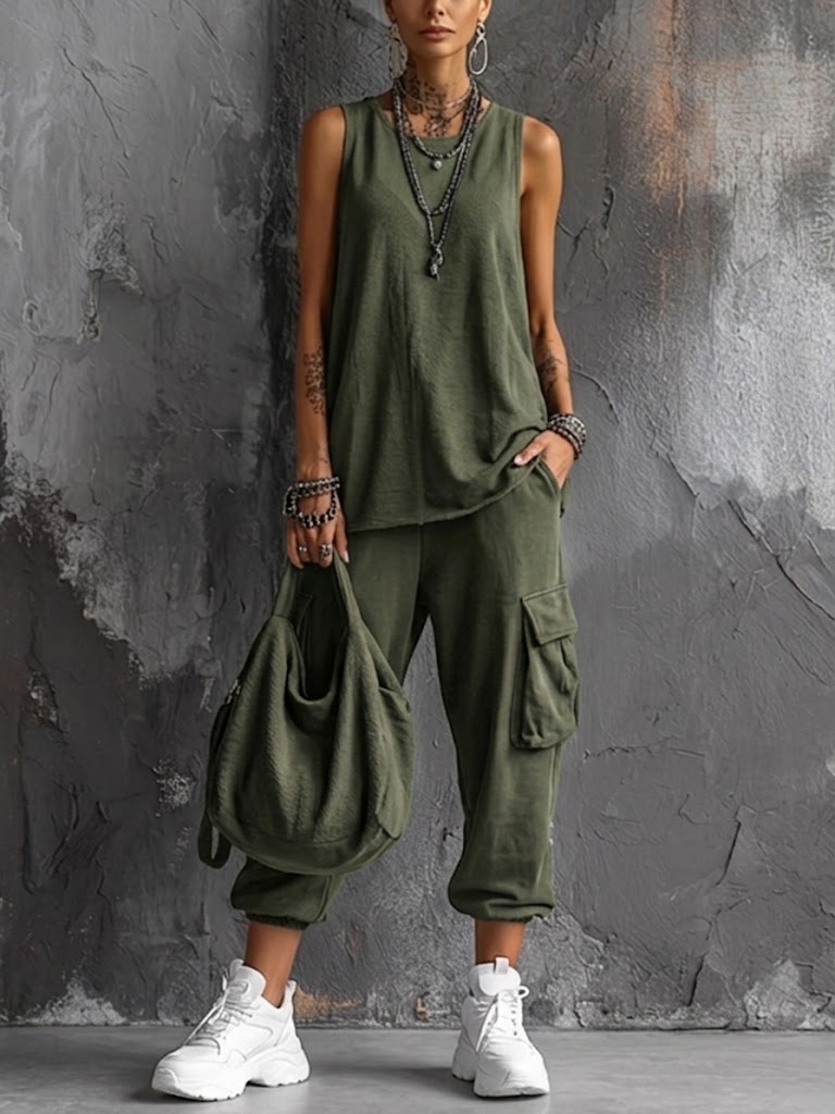 Valentina | Sleeveless Top & Cargo Trouser Set