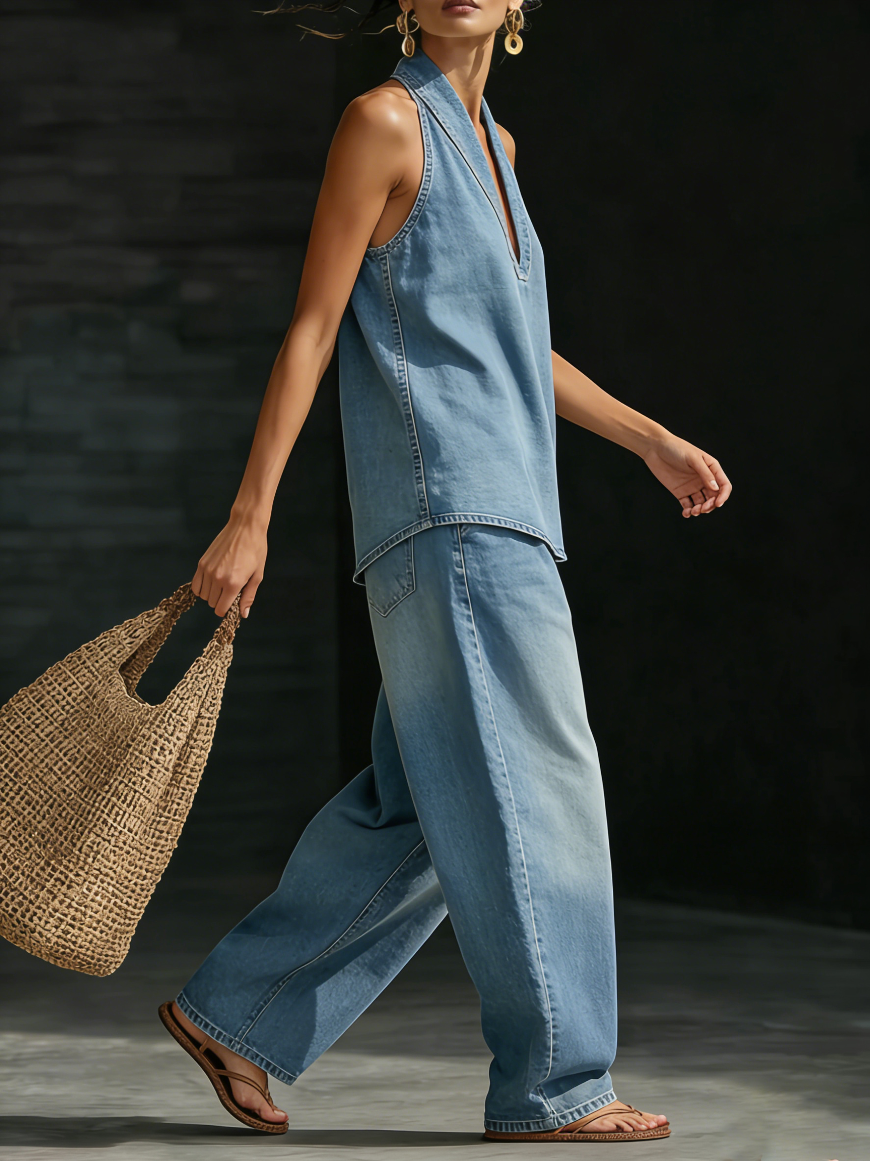 Mary™ | Comfortable Minimalist Denim Two-Piece Set