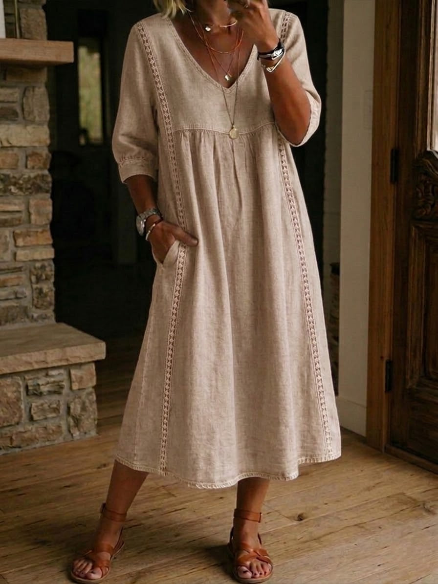Martha | Casual V-Neck Pocket Maxi Dress