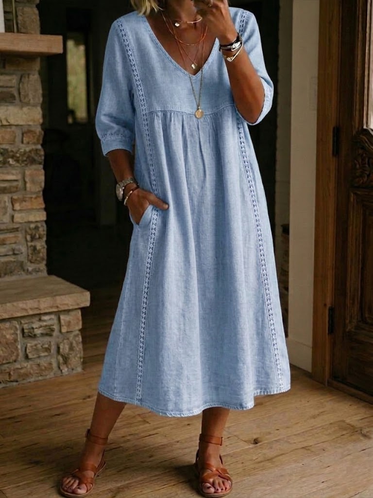 Martha | Casual V-Neck Pocket Maxi Dress