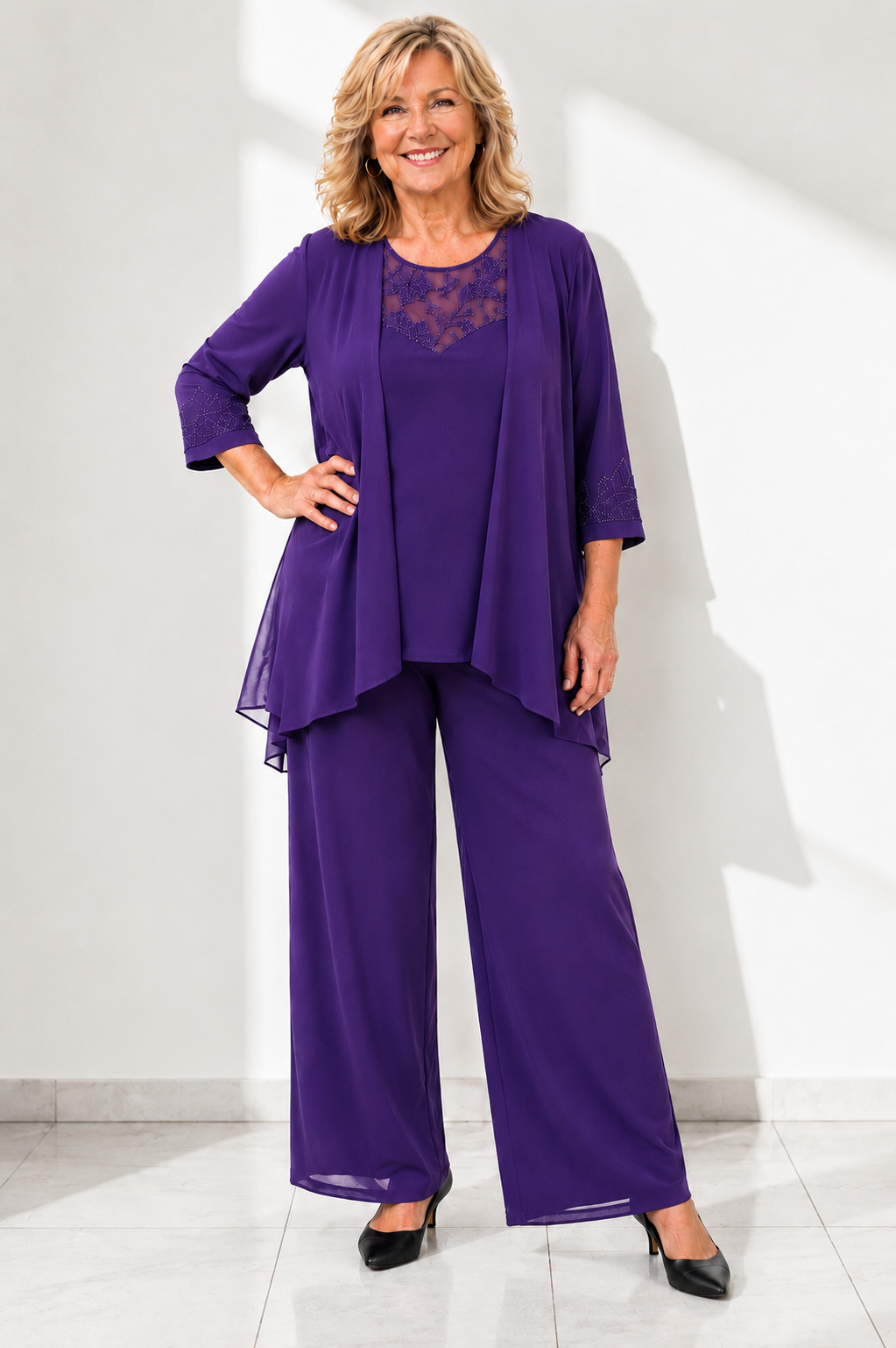 Elise™ | Elegant Lace Three-Piece Pant Set