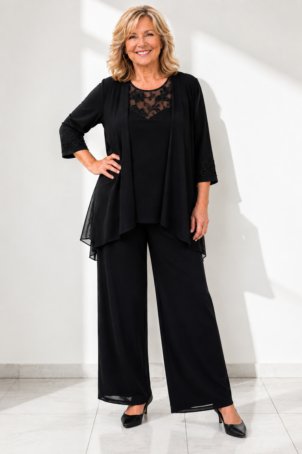 Elise™ | Elegant Lace Three-Piece Pant Set
