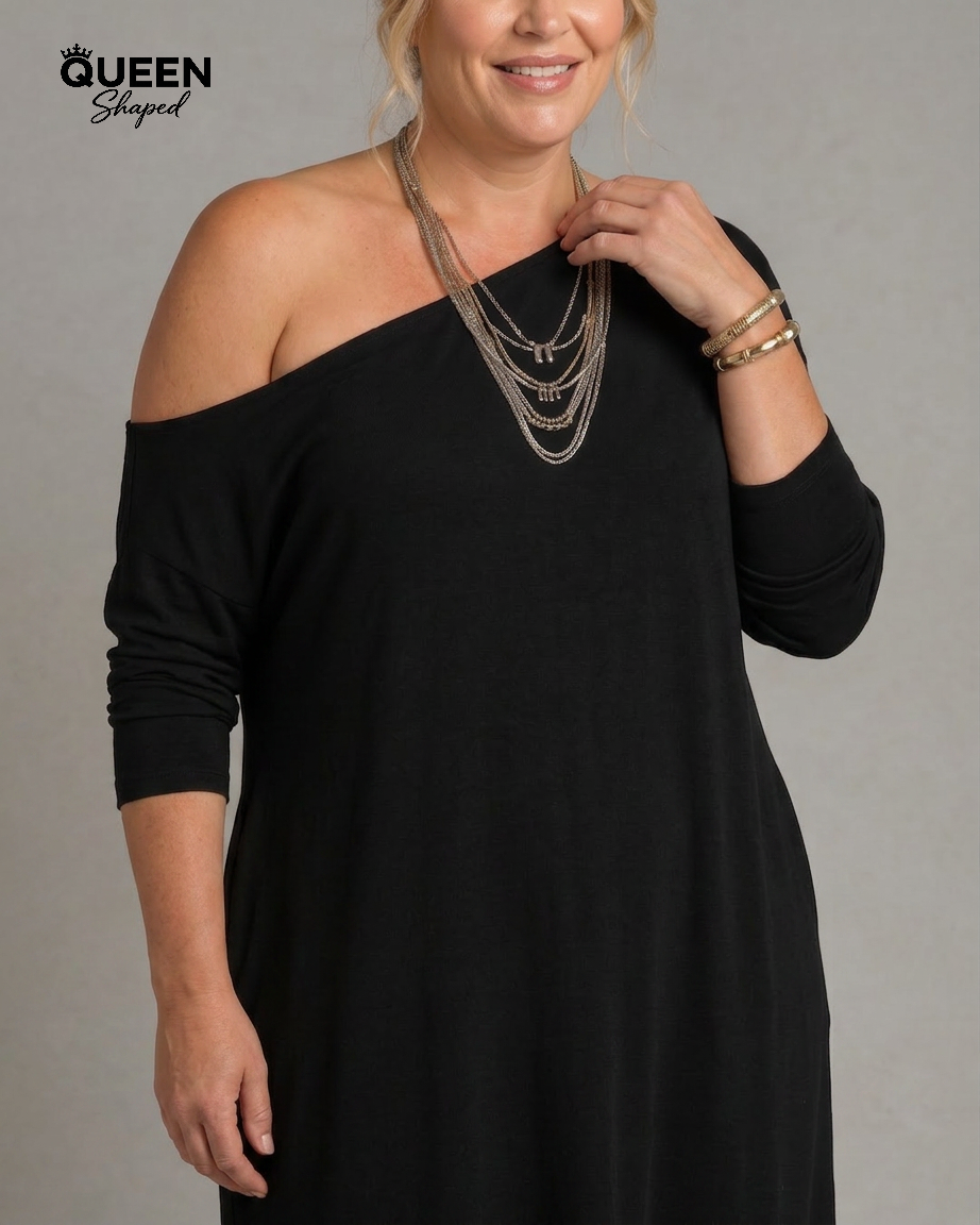 Asterelle | One Shoulder Side Slit Flowing Midi Dress