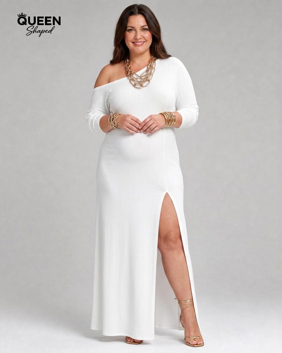Asterelle | One Shoulder Side Slit Flowing Midi Dress